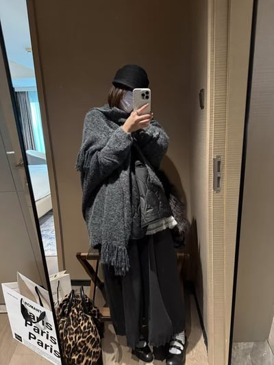 籠褲羊毛花苞加絨長褲10