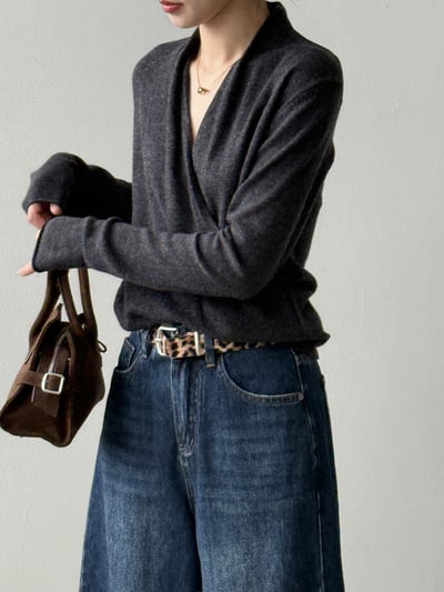 V領長袖針織氣質上衣7