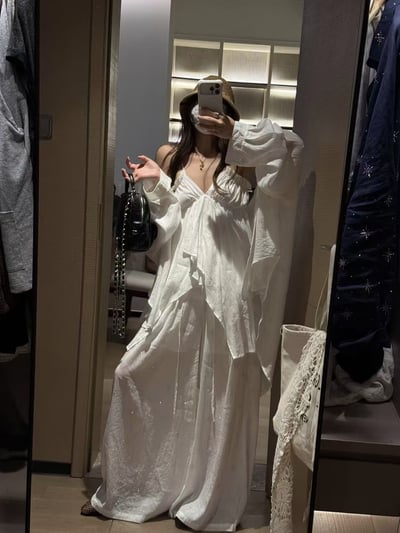燙鑽不規則吊帶背心亞麻長褲11