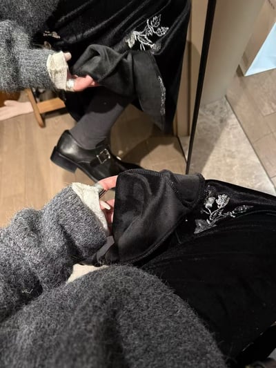 垂感鬆緊腰亮片絲絨半身裙8