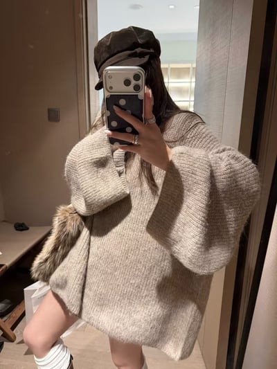 寬袖圓領毛衣11