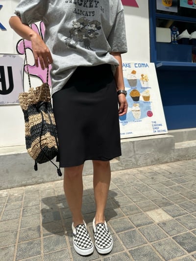 夏款鬆緊腰小A字裙有內襯魚尾裙2