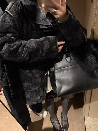 夾棉可拆式花邊領絲絨大衣12