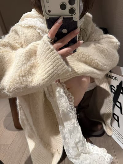 含毛羊駝流蘇毛衣大開衫4