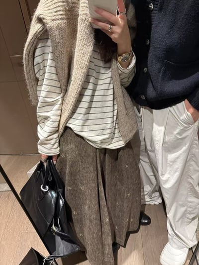 蝴蝶結毛呢半身裙西裝外套套裝15