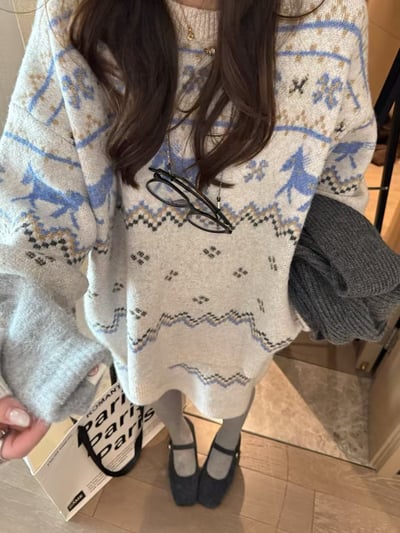 駱駝毛費爾島毛衣短裙套裝1