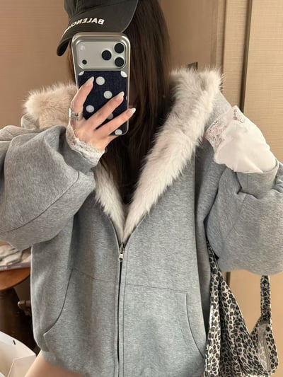 兩面穿皮草衛衣棉外套9