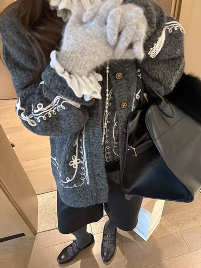 羊毛 2件式分開刺繡馬甲毛衣11