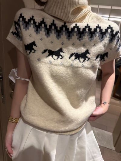 提花針織費爾島短袖毛衣5