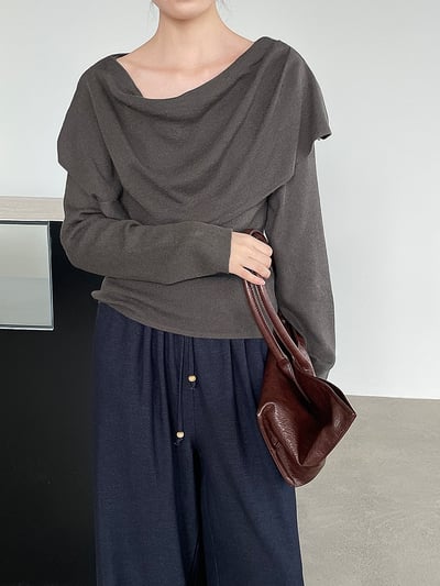 韓系氛圍感針織兩件套上衣4