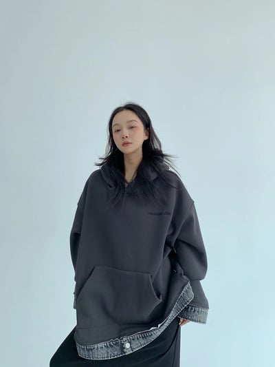 撞色拼接設計款帽T5