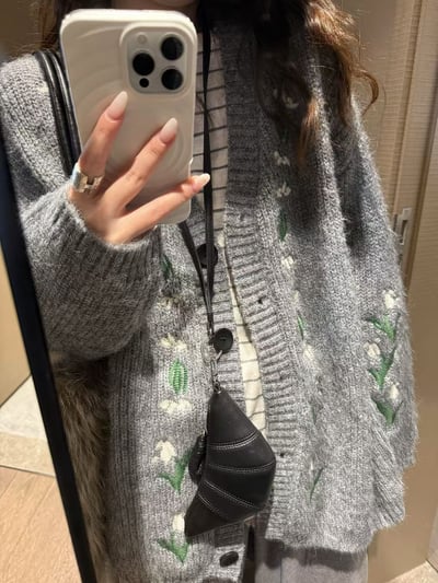 羊駝毛刺繡毛衣開衫外套5