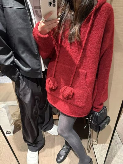 連帽毛球針織毛衣12