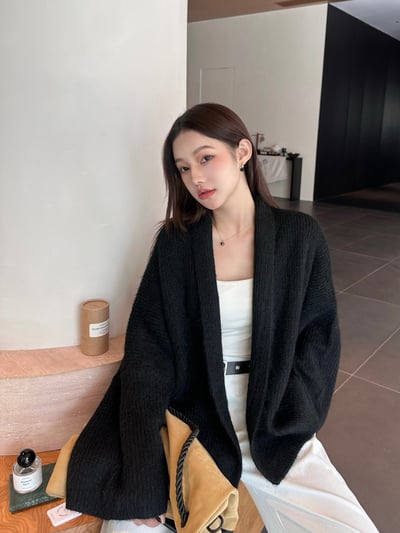 粗針毛衣短軟糯寬鬆鬆開衫9