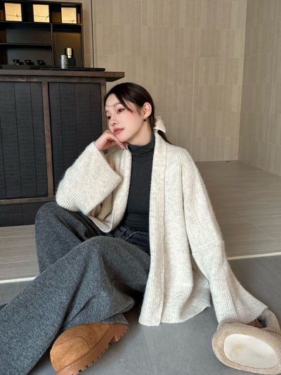 粗針毛衣短軟糯寬鬆鬆開衫11