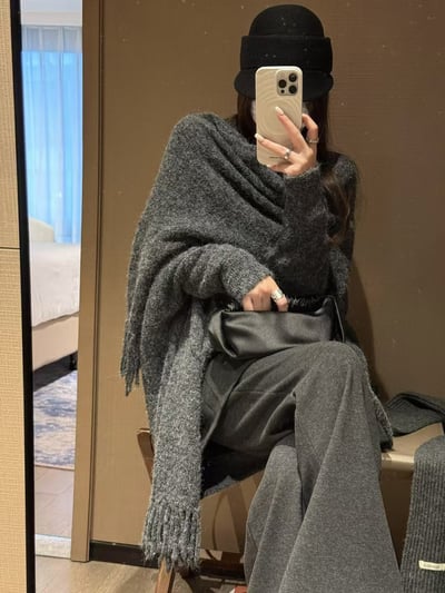 大披肩流蘇斗篷羊毛上衣8