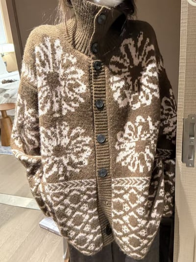 駱駝毛翻領費爾島開衫毛衣3