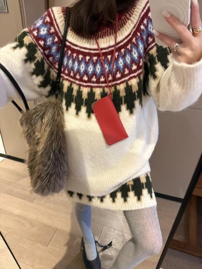 氛圍費爾島長袖毛衣短裙套裝7