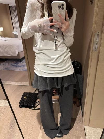 網紗長袖上衣釘珠立體拼接3