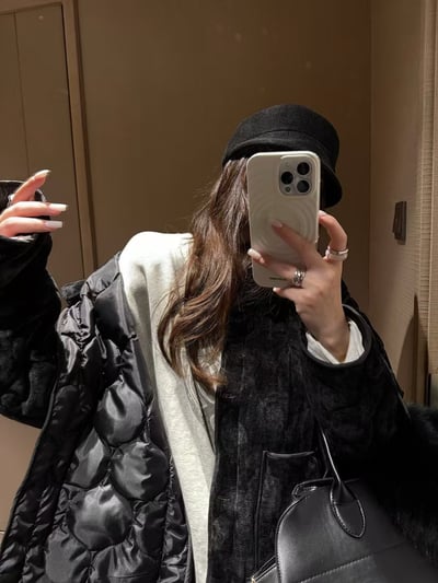 夾棉可拆式花邊領絲絨大衣6