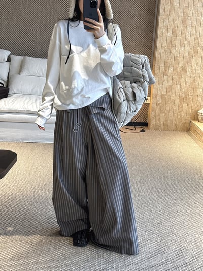 圓領單側袋不對稱T卹寬鬆輪廓10