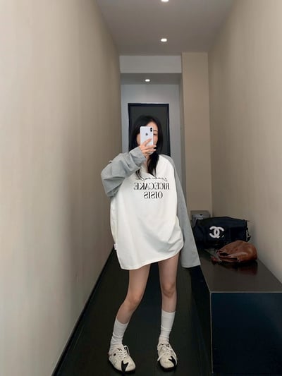 休閒插肩袖V領T恤寬鬆純棉3