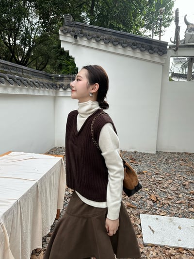 羊毛V領針織馬甲疊穿背心5