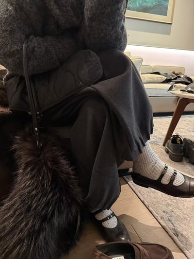 籠褲羊毛花苞加絨長褲17