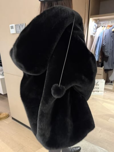 仿貂毛厚款毛球連帽皮毛大衣11