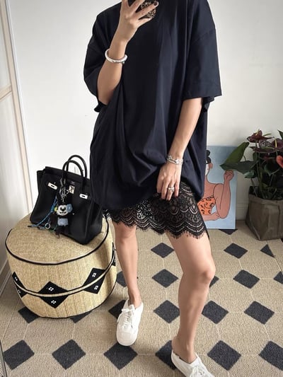 輪廓基本T恤款藏藍色圓領oversize 上衣1