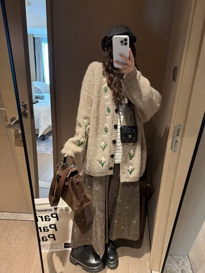 羊駝毛刺繡毛衣開衫外套6