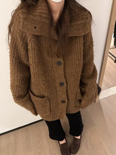 厚實排扣毛圈毛衣大開衫2