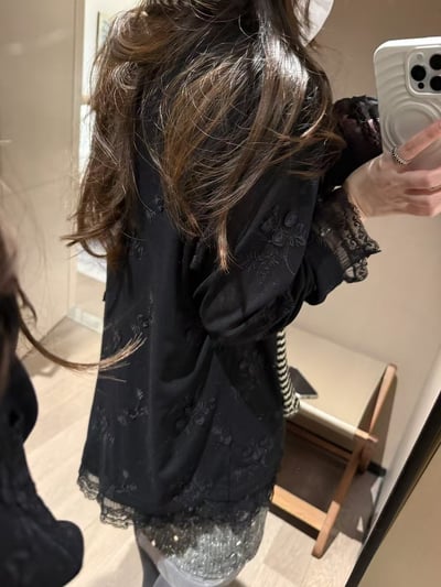 立體刺繡蕾絲長袖t恤4