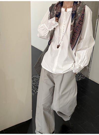 極簡多扣v領襯寬鬆襯衣9