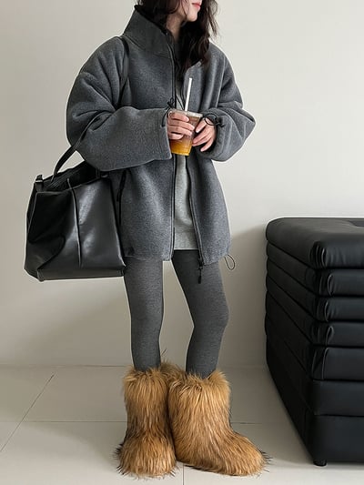 圓領短款抽繩外套1