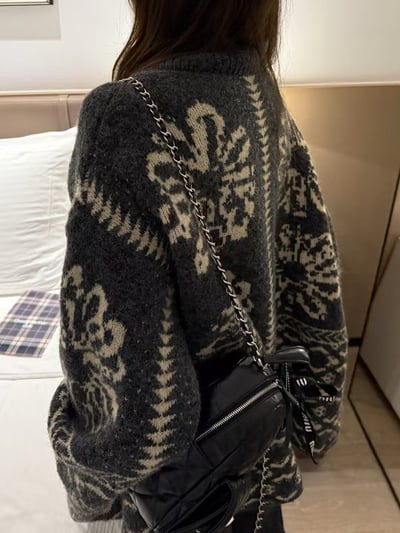 駱駝毛翻領費爾島開衫毛衣4