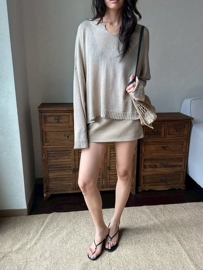 V領亞麻不規則針織鏤空罩衫9