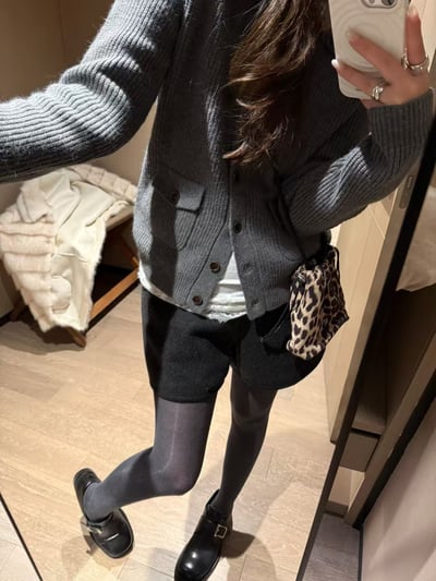 拉鏈款闊腿絲綿呢毛呢A字短褲12