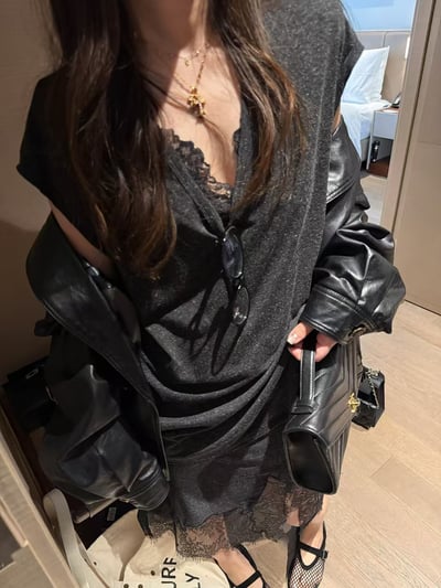 亞麻羊絨雪花兩件式鬆緊腰中裙半身裙6