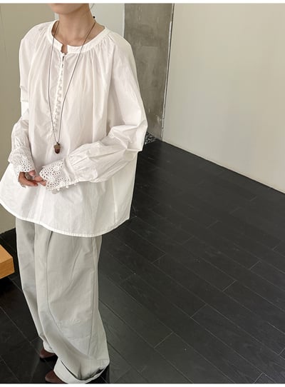 極簡多扣v領襯寬鬆襯衣8