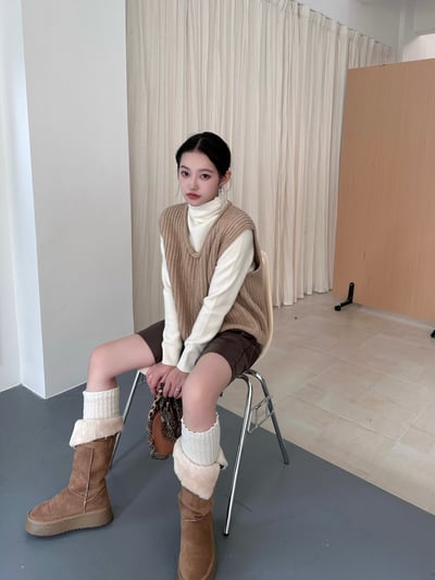 羊毛V領針織馬甲疊穿背心14