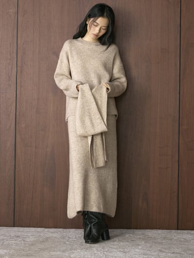 韓系針織毛衣套裝 (毛衣＋半身裙＋圍巾）4