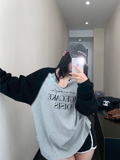 休閒插肩袖V領T恤寬鬆純棉4