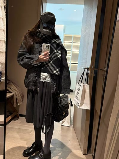 鬆緊腰細百褶中裙半身裙5