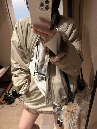 兩面穿皮草棒球服大衣9