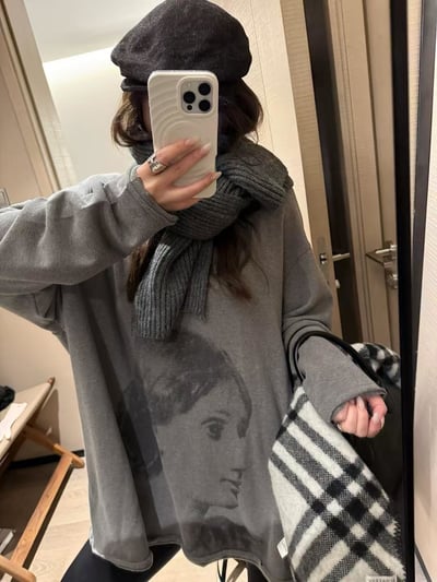 羊絨加絨人像長t恤3