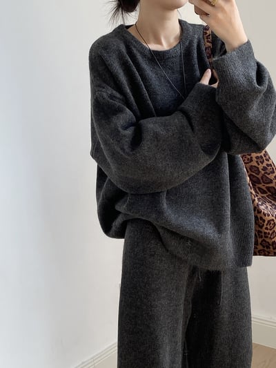 軟糯寬鬆套頭毛衣套裝3