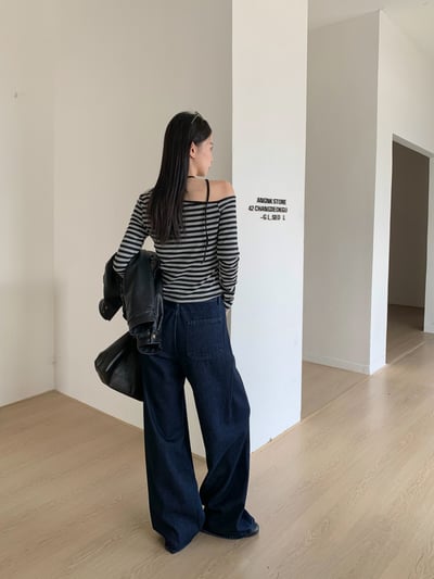 原色輪廓彎刀牛仔褲抓絨3