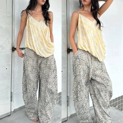 廓形牛仔豹紋鬆弛感彎刀褲8