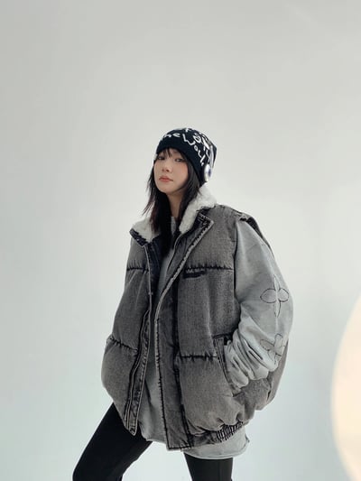 寬鬆加厚做舊牛仔背心1